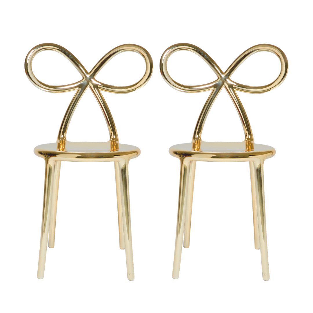 RIBBON CHAIR METAL FINISH - SET OF 2 PIECES - GOLD -1 RIBBON CHAIR METAL FINISH - GOLD - Görsel 1