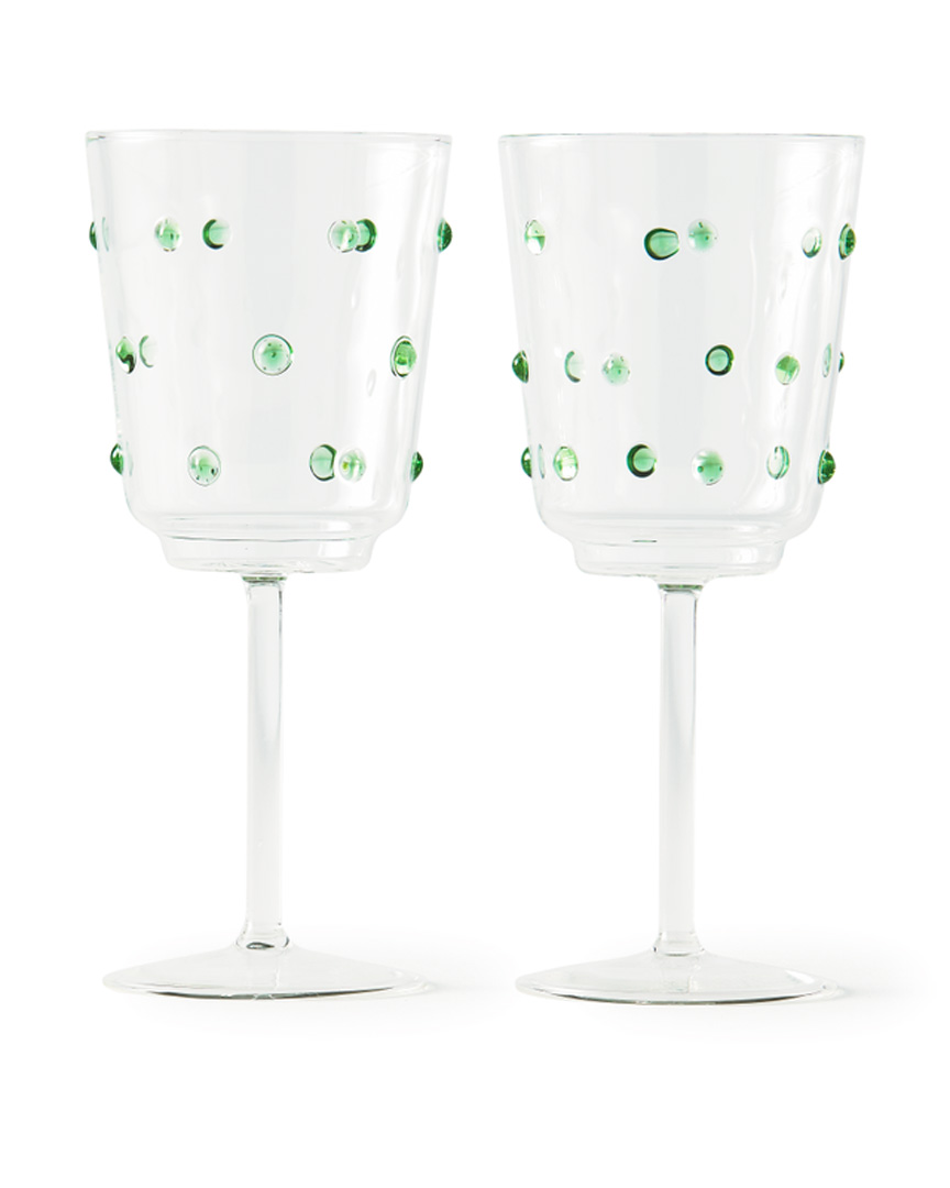 SET OF 2 NOB WINEGLASSES - OLIVE GREEN 140-230-150-1 SET OF 2 NOB WINEGLASSES - OLIVE GREEN - Görsel 1