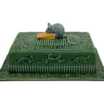 CHEESE TRAYS - CHEESE TRAY MOUSE WITH LID GREEN/NATURAL