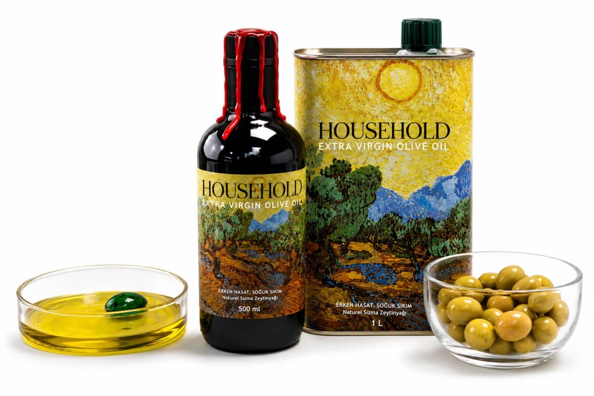Household Extra Virgin Olive - Erken Hasat Soğuk Sıkım Zeytin Yağı - 1 L - Görsel 2